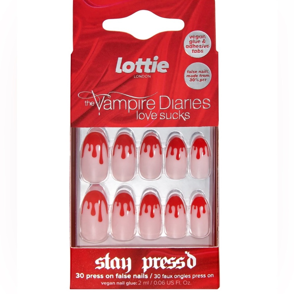 Lottie x The Vampire DiariesPress On Nails, Almond Shape, Drip Drip, 30 nails